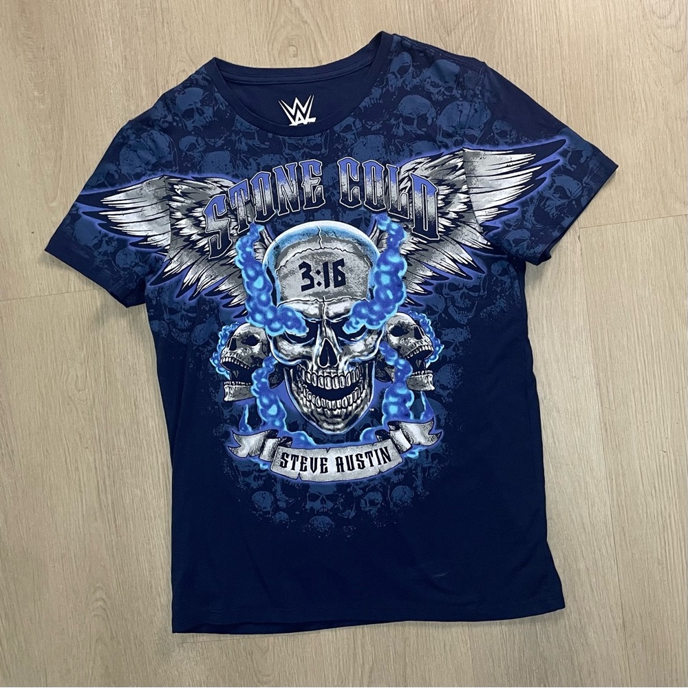 WORN WWE Stone Cold Steve Austin 3:16 Tee Blue